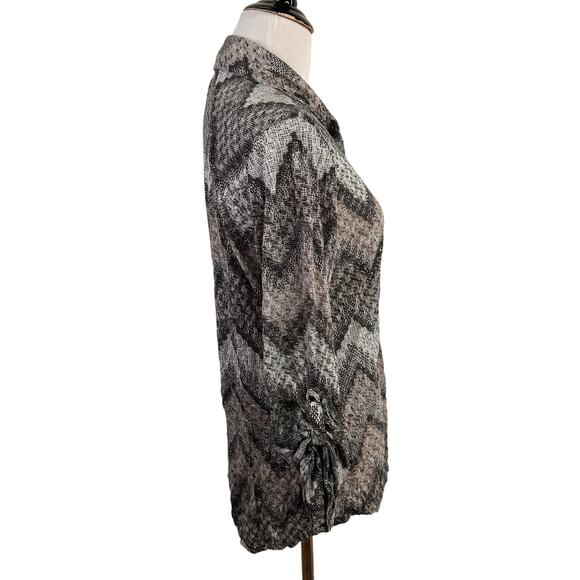 David Cline Chevron Zig Zag Rhinestone Bling Button Up Blouse Size Medium - Picture 4 of 9